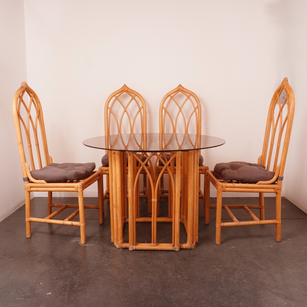 Salon en bambou/verre vintage