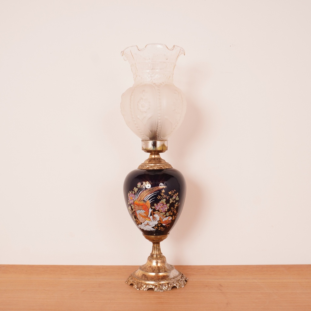 Lampe en laiton/céramique vintage