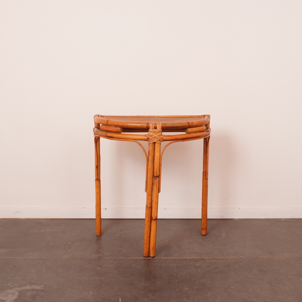 Console 1/2 lune en rotin vintage