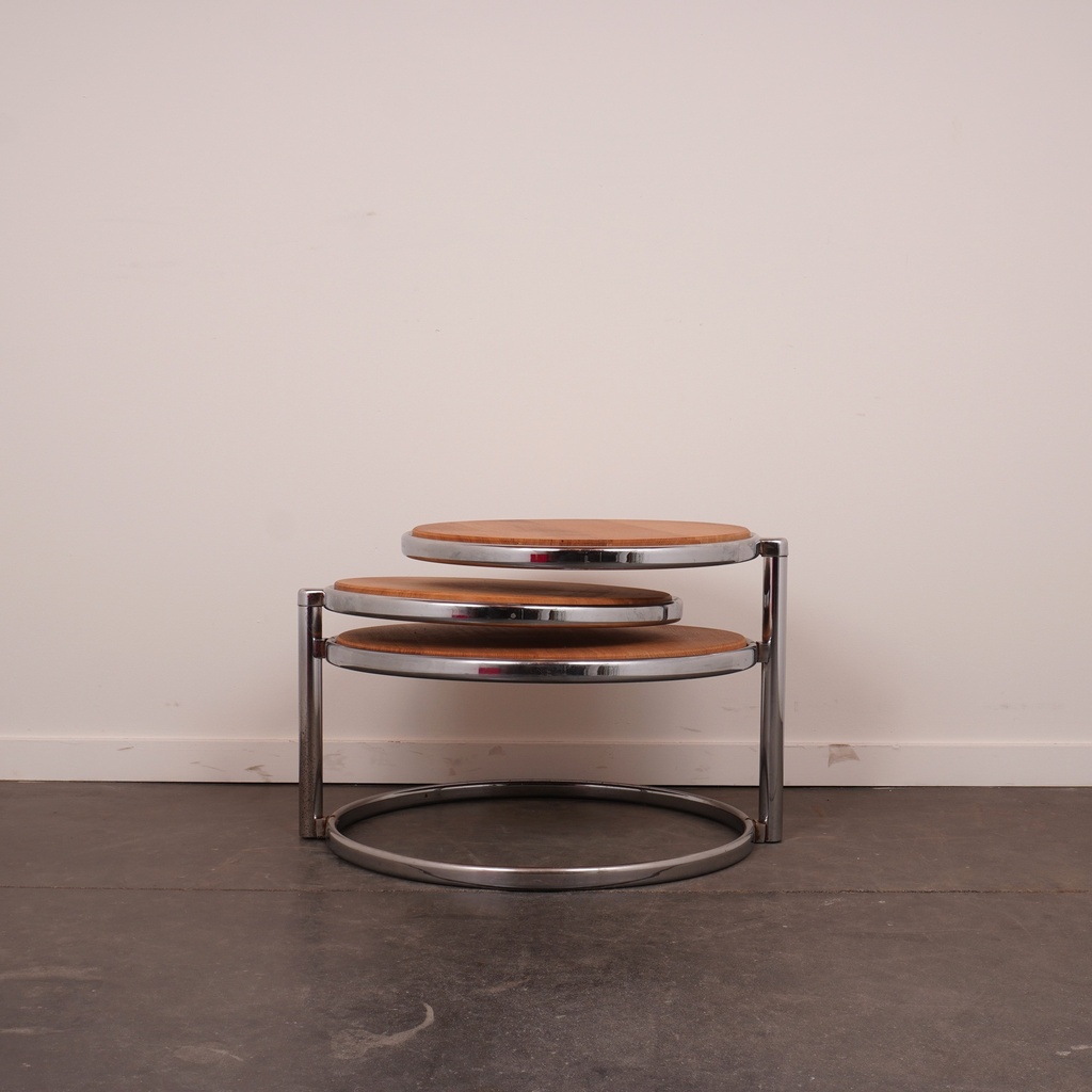 Table basse gigogne métal/bois vintage