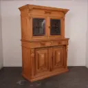 Meuble 2 corps bois/vitraux