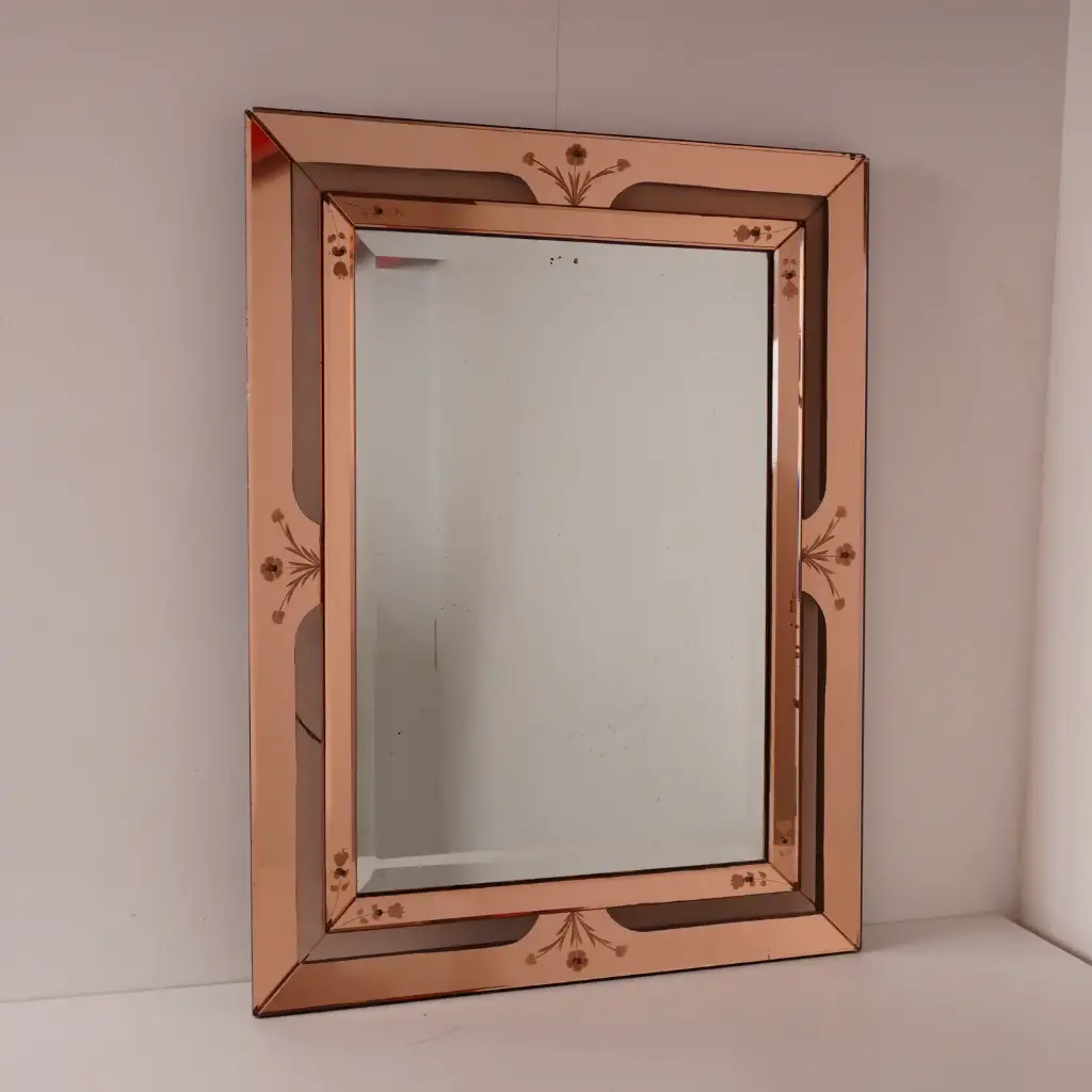 Miroir en verre vénitien rosé