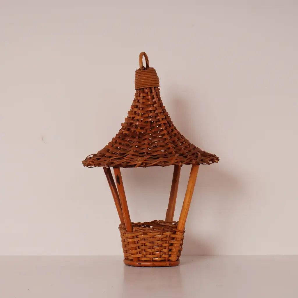 Suspension en rotin vintage