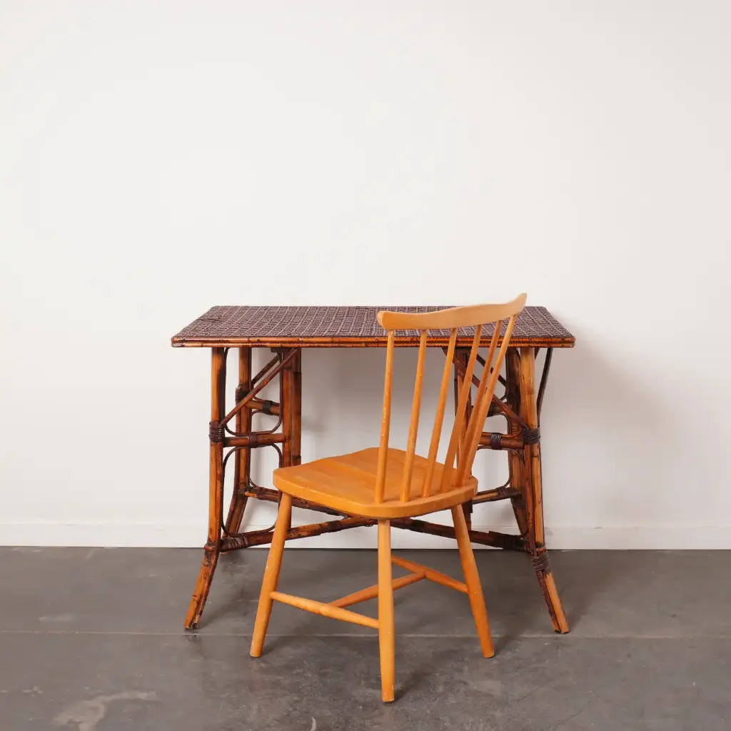 Table en rotin et bambou vintage