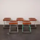 Série de 5 tabourets pliables vintage