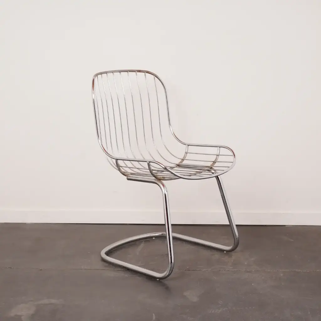 Chaise métal chromé de style Gastone Rinaldi