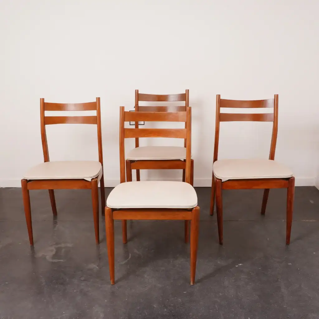 Série de 4 chaises teck vintage