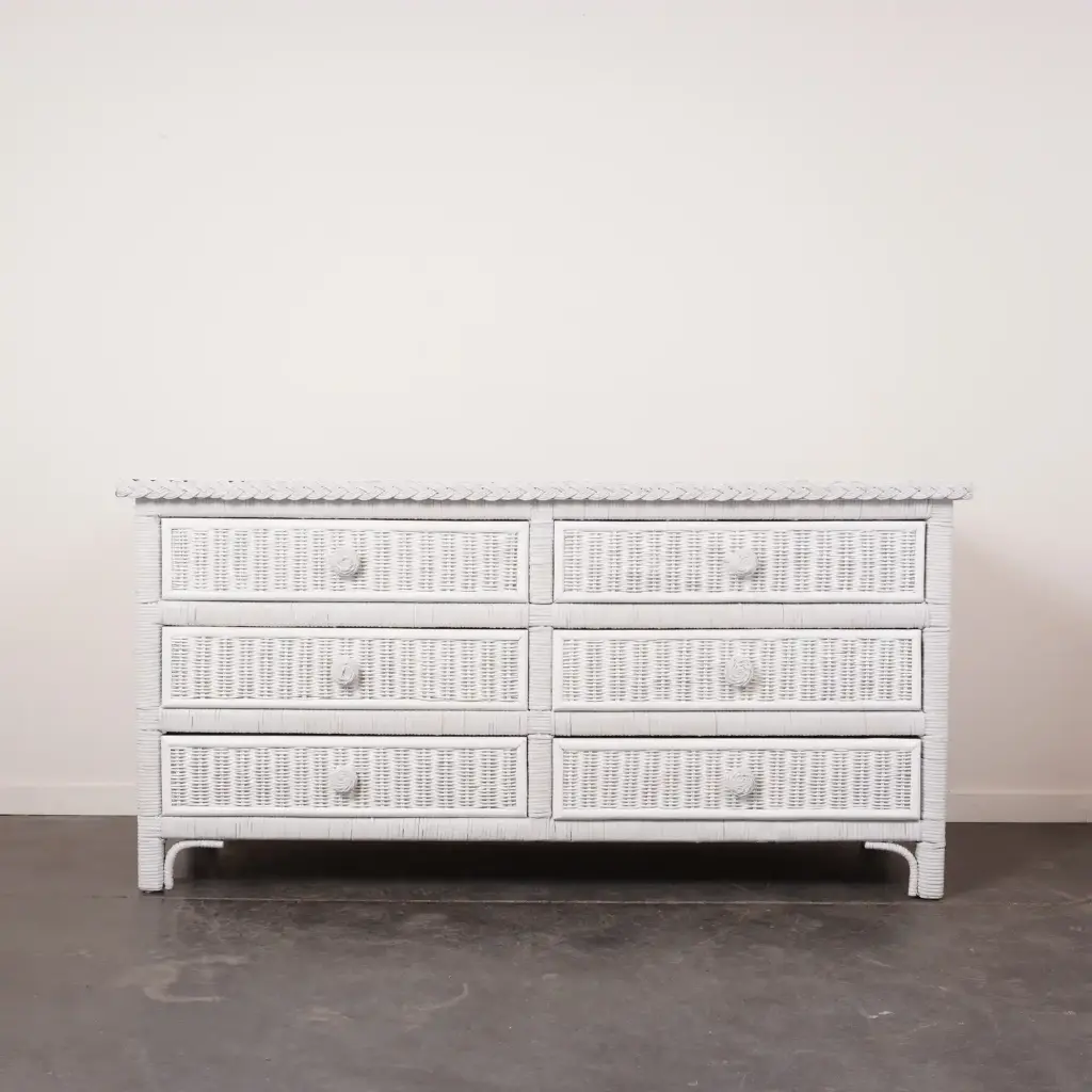 Commode double en rotin style Henry Link 