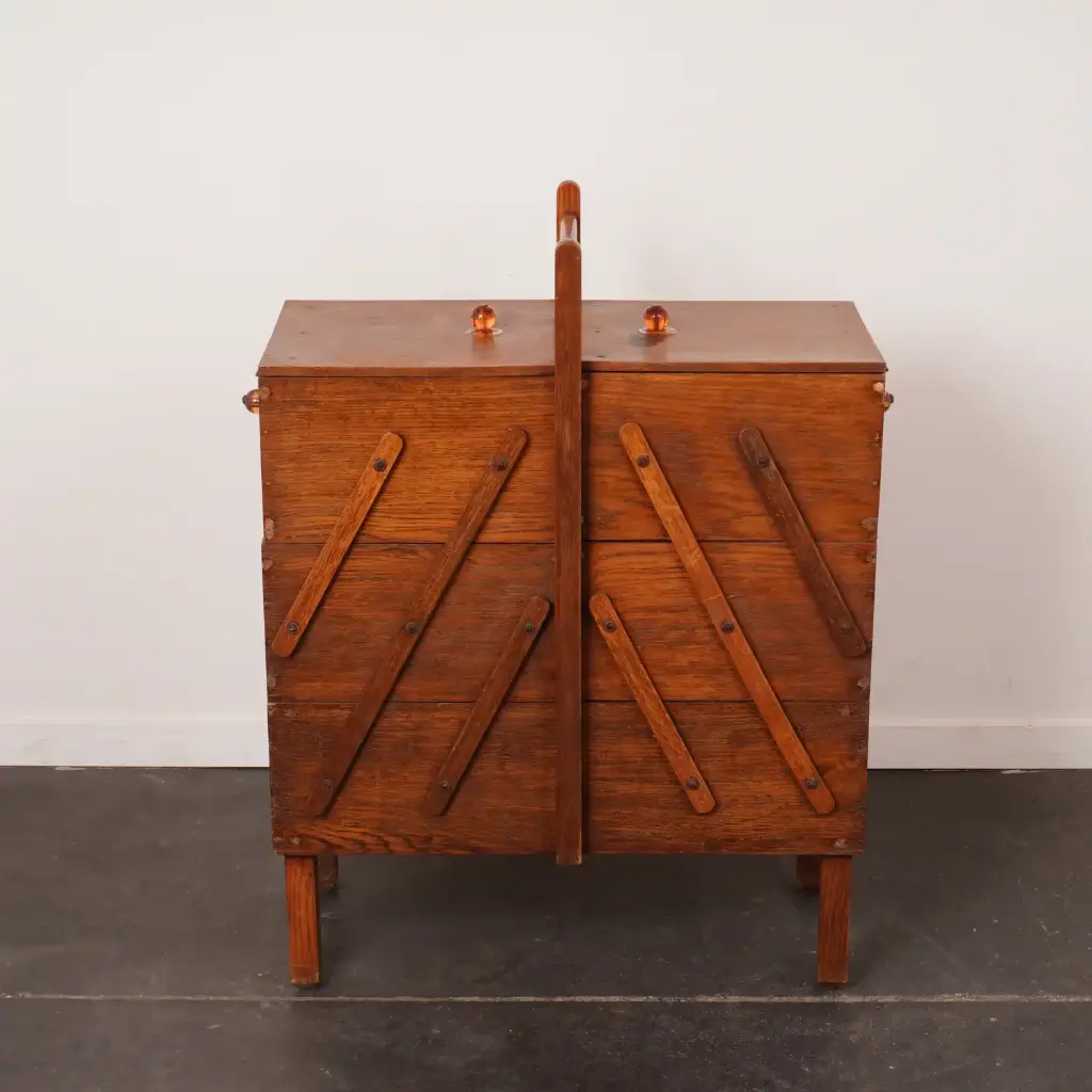Meuble travailleuse en bois vintage