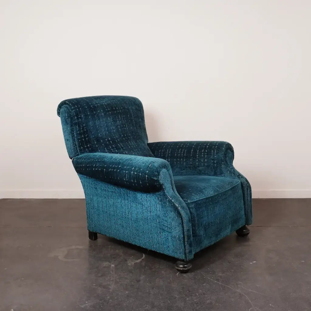 Fauteuil club velours vintage