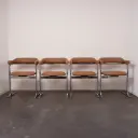 Série de 4 chaises chromé/cuir vintage