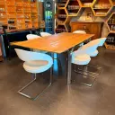 Table en métal chromé/bois