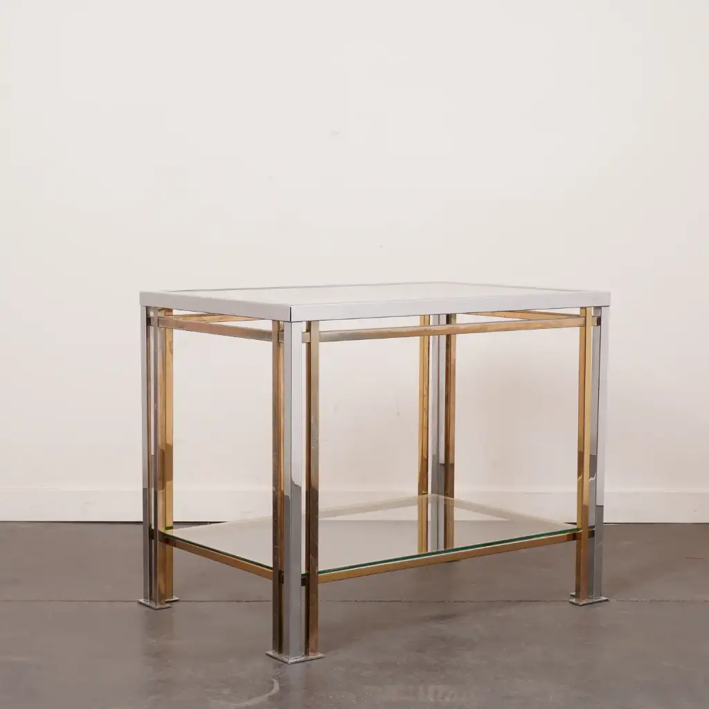 Table bout de canapé métal chromé vintage