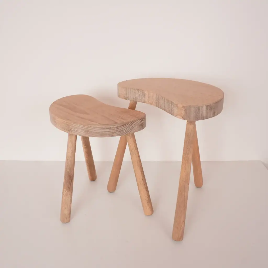 Paire de tabourets bois aérogommé