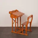 Pupitre d'écolier en bois vintage