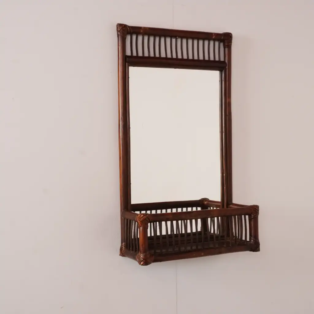Miroir mural bambou vintage