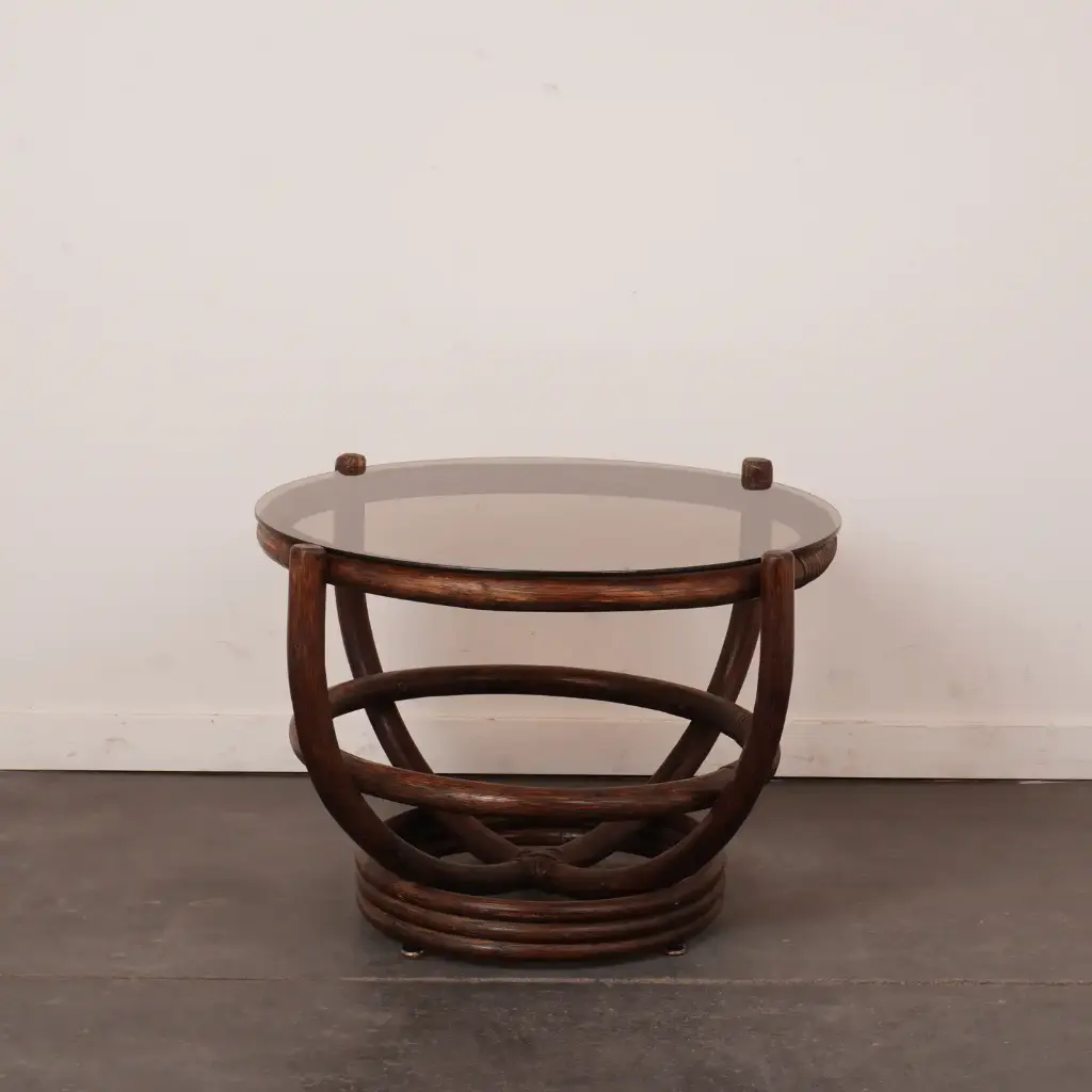 Table basse ronde bambou vintage