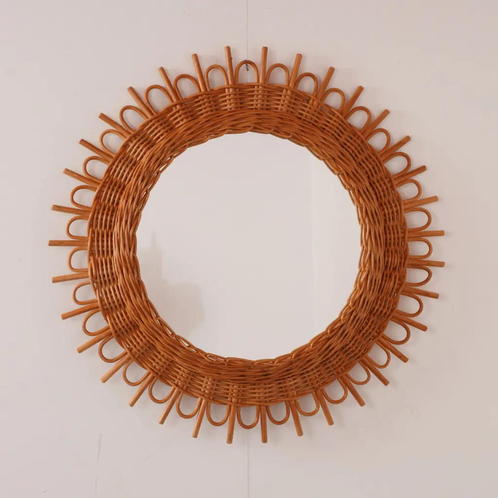 Miroir en rotin vintage