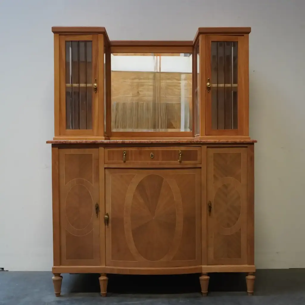 Meuble 2 corps vitrine bois aérogommé
