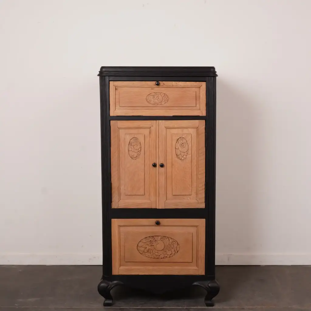 Meuble gramophone bois aérogommé/peint