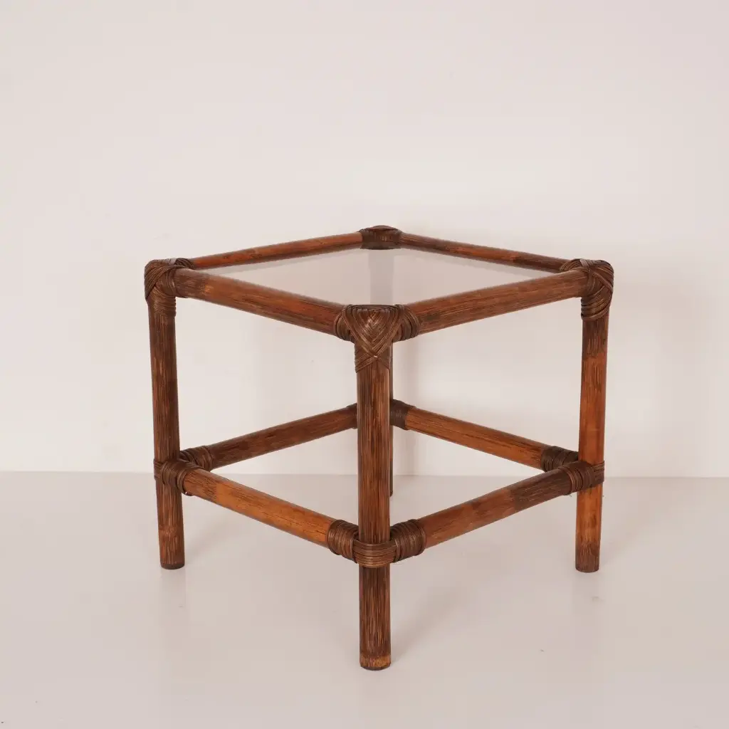 Table bout de canapé bambou vintage