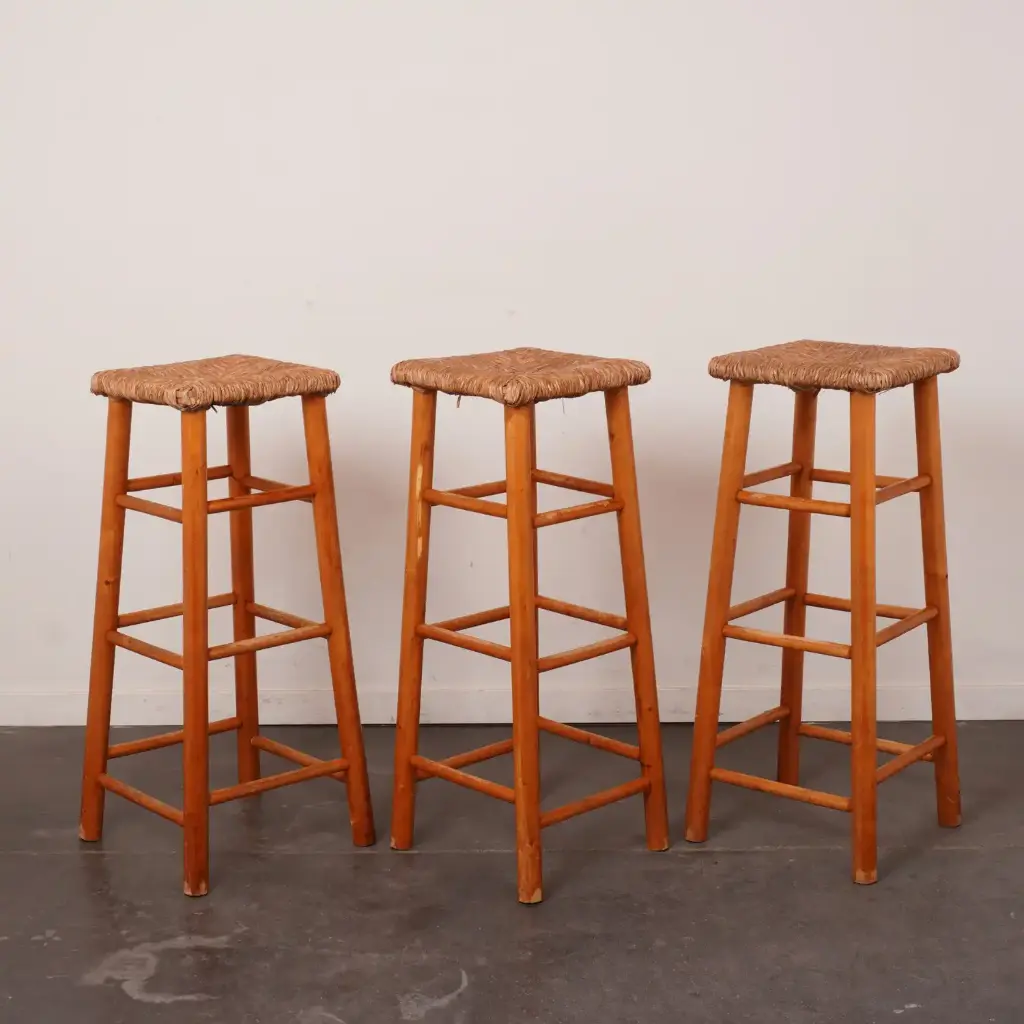 Série de 3 tabourets haut vintage