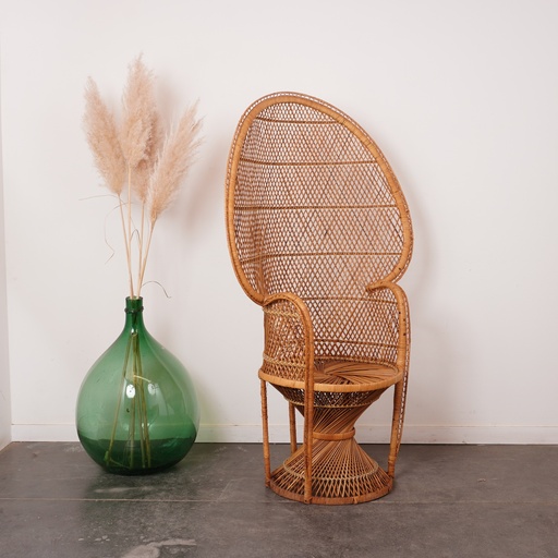[SU1487] Fauteuil rotin "Peacock" vintage
