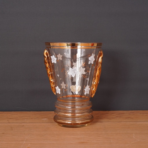 [SU1586] Vase en verre/dorure vintage
