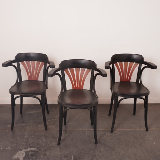 [SU1713] Série de 3 fauteuils "bistrot" vintage