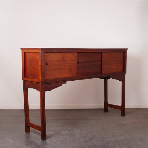 [SU1763] Vitrine haute bois et verre vintage