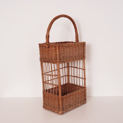 [SU2041] Panier à bouteilles rotin vintage