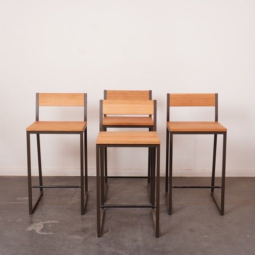 [SU2079] Série de 4 tabourets hauts métal/bois
