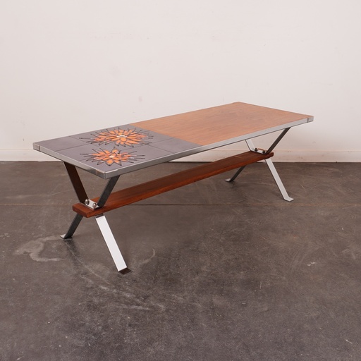 [SU2125] Table basse bois/céramique vintage