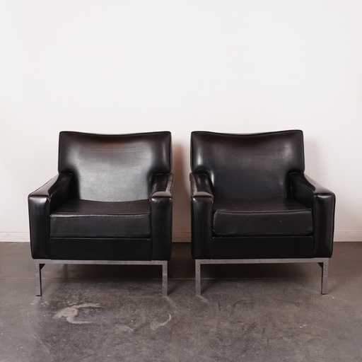 [SU2224] Paire de fauteuils simili vintage