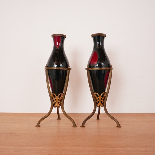 [SU2315] Paire de vases sur pieds vintage