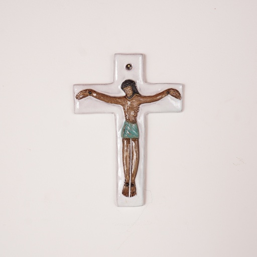 [SU2329] Croix christ céramique Odette DIJEUX