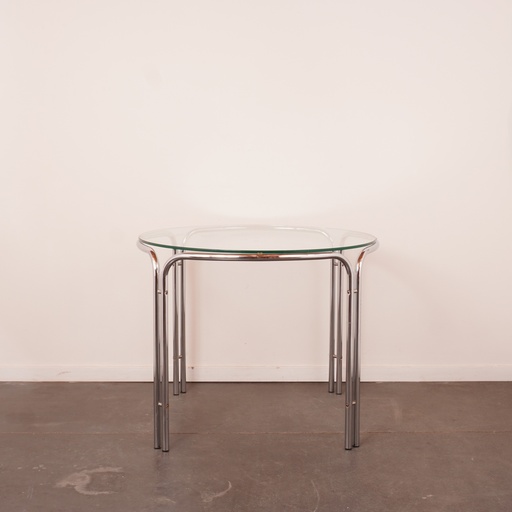 [SU2520] Table métal chromé/verre