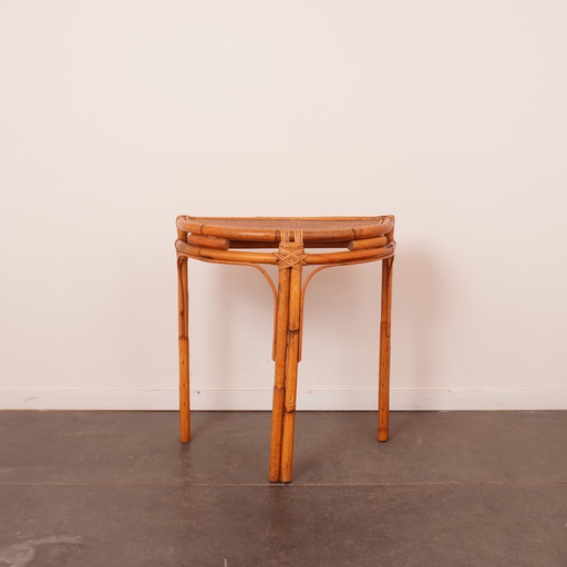 [SU2639] Console 1/2 lune en rotin vintage
