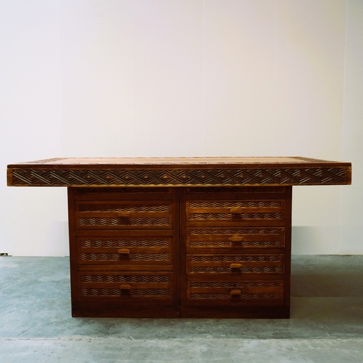 [SU2695] Ilot/bureau en bois sculpté