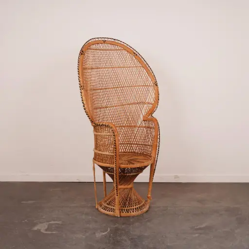 [SU2816] Fauteuil rotin "Peacock" vintage