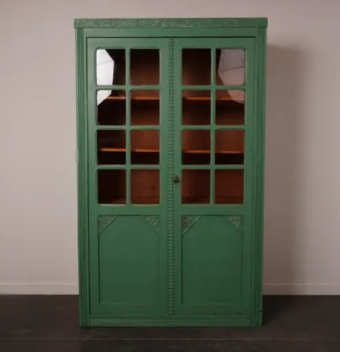 [SU2929] Meuble vitrine bois peint vintage