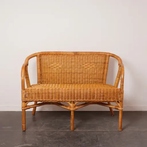 [SU3057] Fauteuil/banquette en rotin vintage