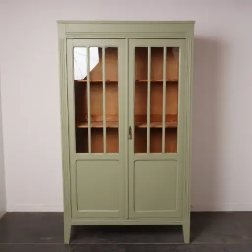 [SU3103] Meuble vitrine bois peint vintage