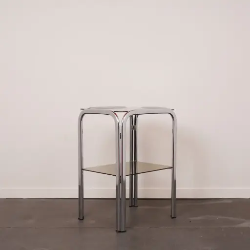 [SU3179] Table d'appoint métal/verre vintage