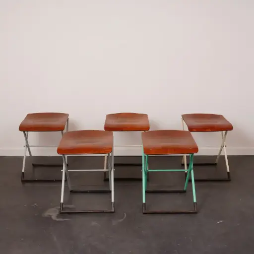 [SU3216] Série de 5 tabourets pliables vintage