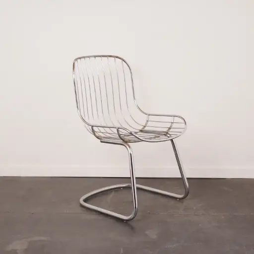 [SU3203] Chaise métal chromé de style Gastone Rinaldi