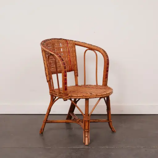 [SU3237] Fauteuil enfant rotin vintage