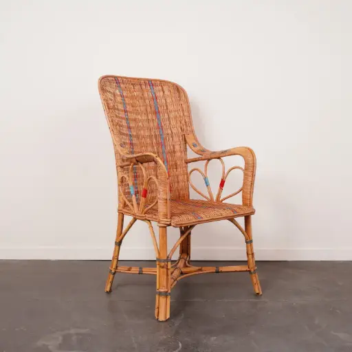 [SU3247] Fauteuil en rotin vintage 