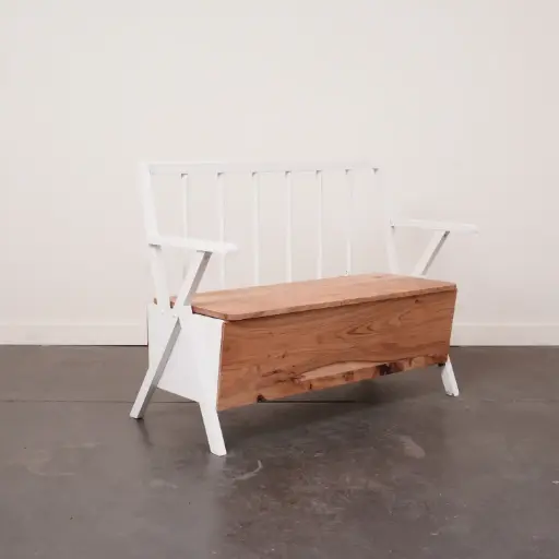 [SU3258] Banc coffre enfant en bois vintage