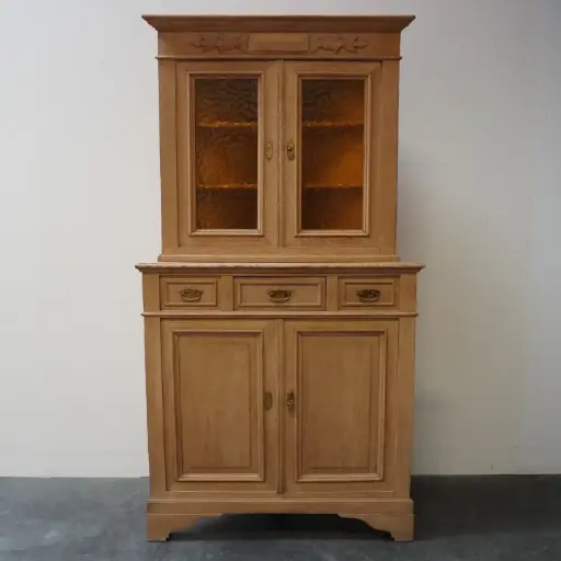 [SU3327] Meuble 2 corps en encoignures bois aérogommé